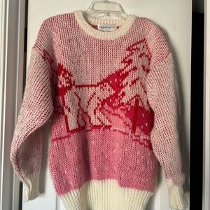 Vintage Pink and White Christmas Sweater